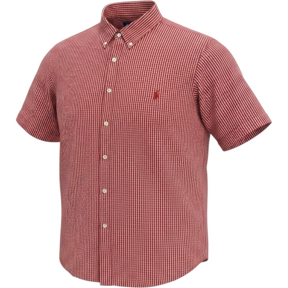 Walt Disney World Mens XXXL Red Gingham Mickey Mouse Short Sleeve Button Down